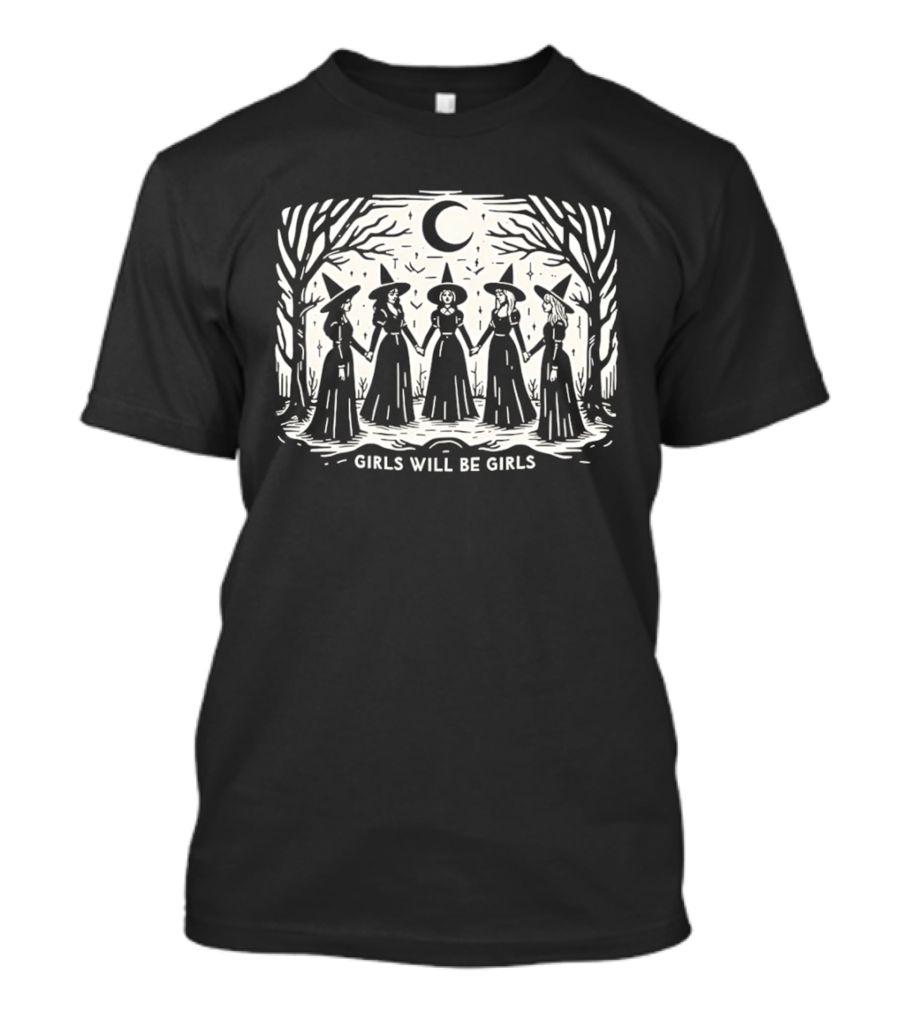 Witch Girls Will Be Girls Moonlit Coven Scene T-Shirt