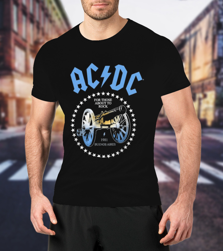AC DC Argentina PWR Up World Tour 2026 Estadio River Plate Buenos Aires March 23 27 31 We Salute You Rock Por Todos Juegos 1981 T-Shirt