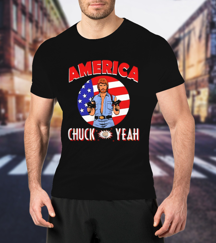 America Chuck Yeah Chuck Norris USA Flag T-Shirt