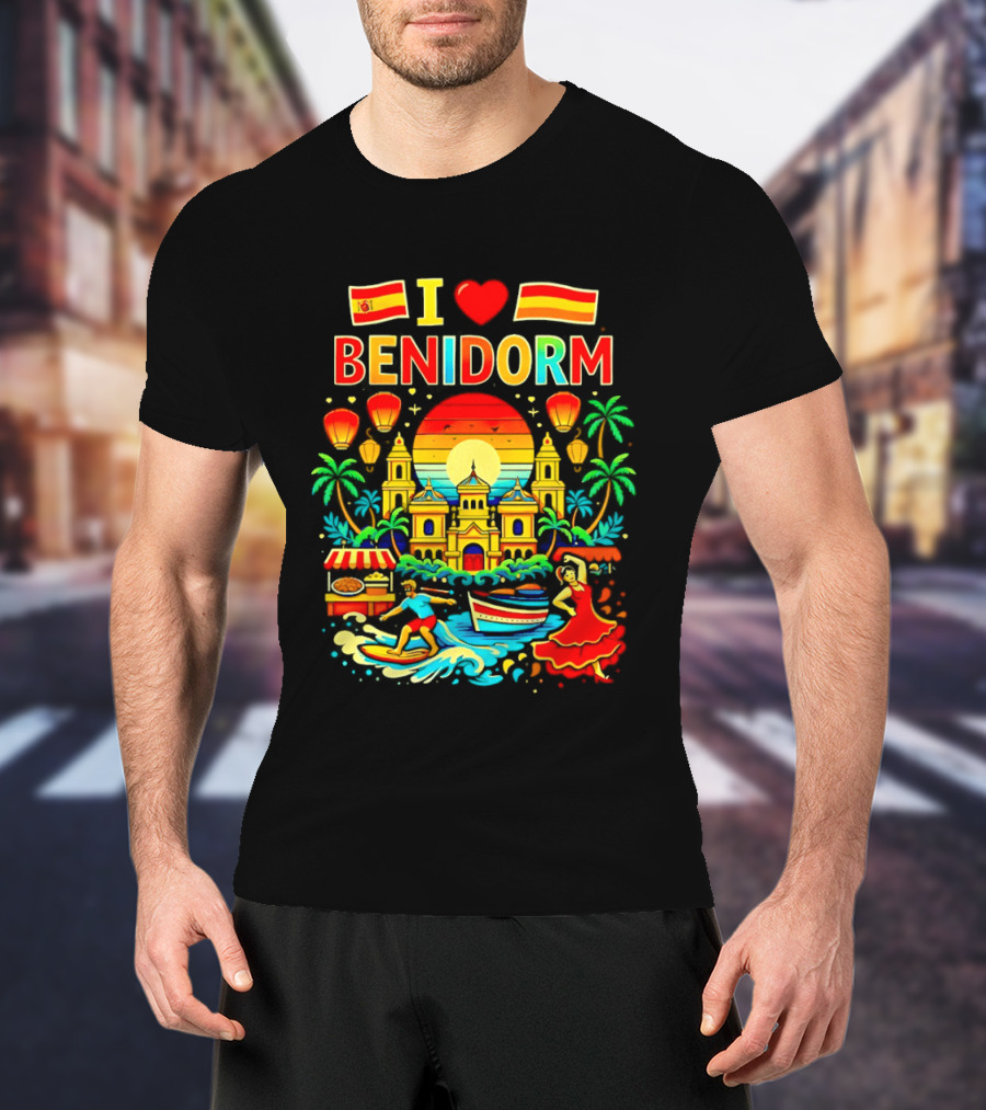 I Love Benidorm Spain Beach And Flamenco Celebration T-Shirt