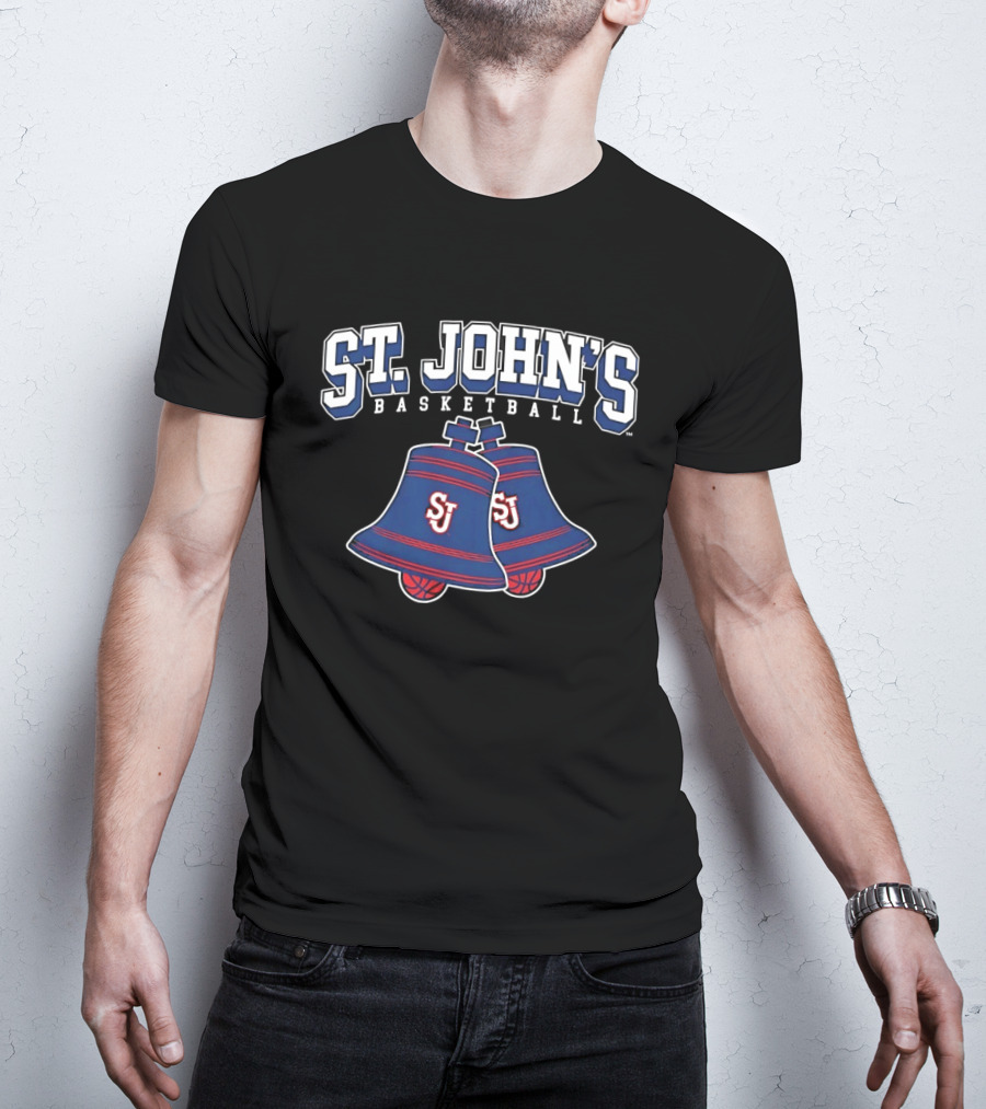 St. John's Basketball SJ Blue And Red Bell Hoops T-Shirt