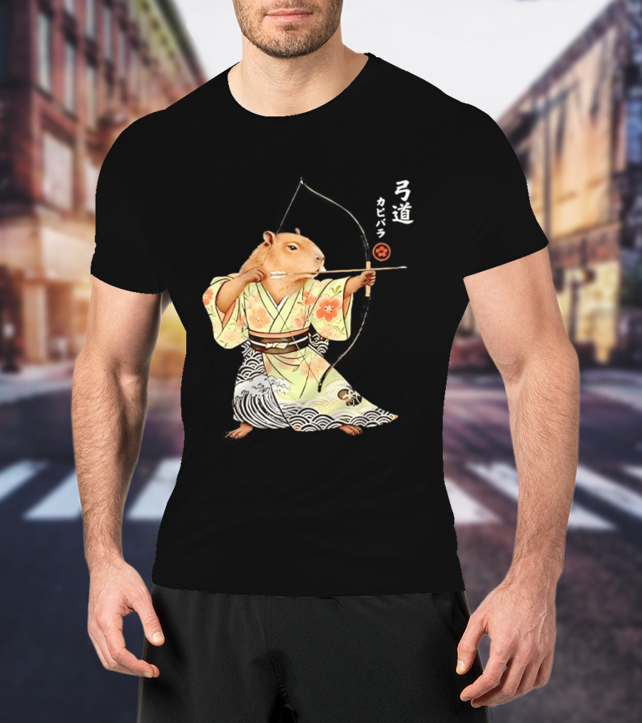 Capybara Kyudo Samurai Archery Japanese Animal T-Shirt