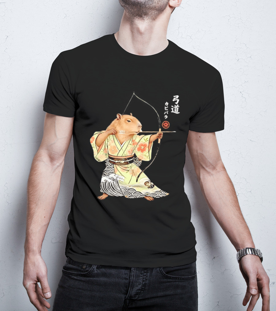 Capybara Kyudo Samurai Archery Japanese Animal T-Shirt