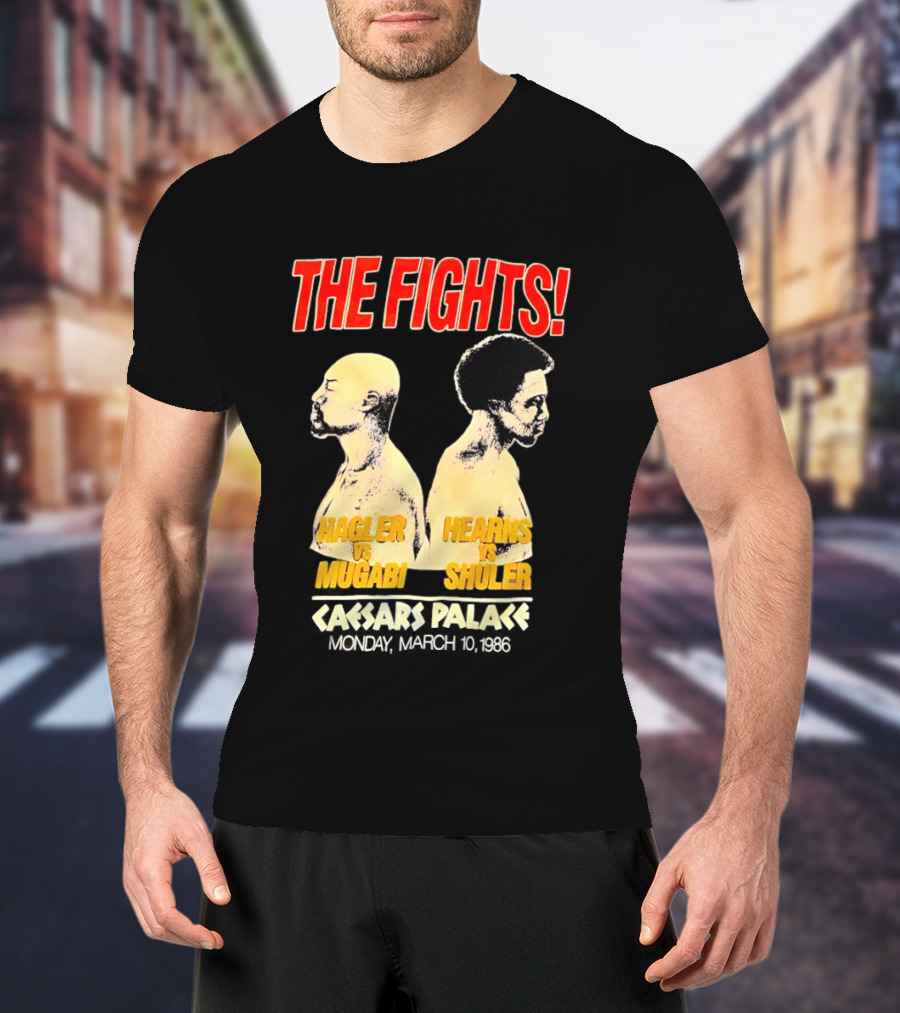 The Fights Hagler Vs Abi Hearns Vs Shuler Caesars Palace 1986 T-Shirt