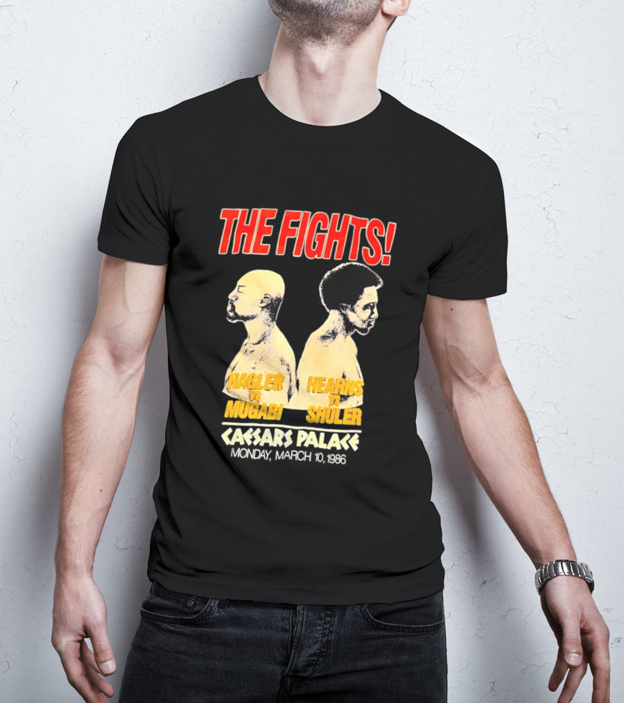 The Fights Hagler Vs Abi Hearns Vs Shuler Caesars Palace 1986 T-Shirt