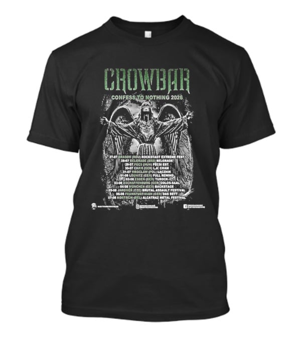 Crowbar Confess To Nothing 2026 Tour Dates Skull T-Shirt