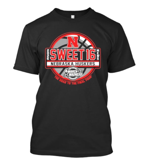 Nebraska Huskers Sweet 16 March Madness Men's Basketball Road To Final Four 2026 T-Shirt
