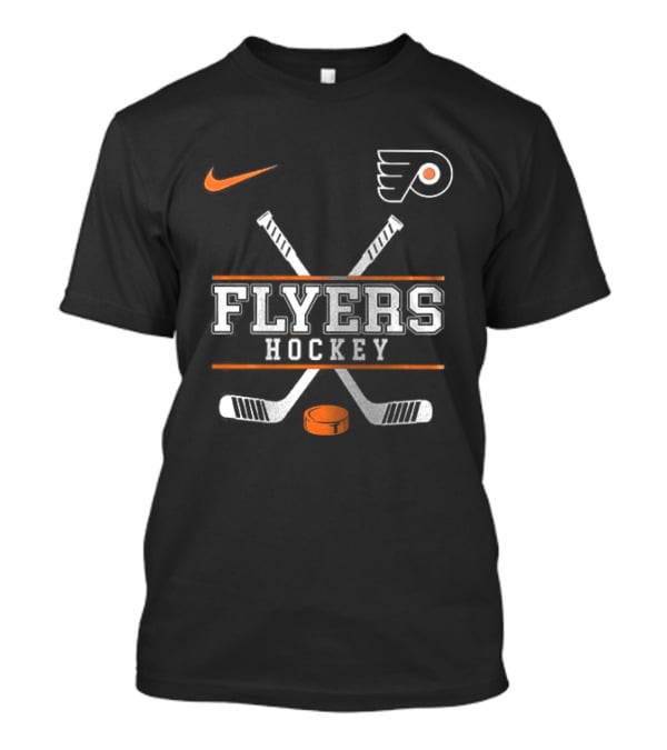 Philadelphia Flyers Nike Hockey Crossed Sticks And Puck T-Shirt