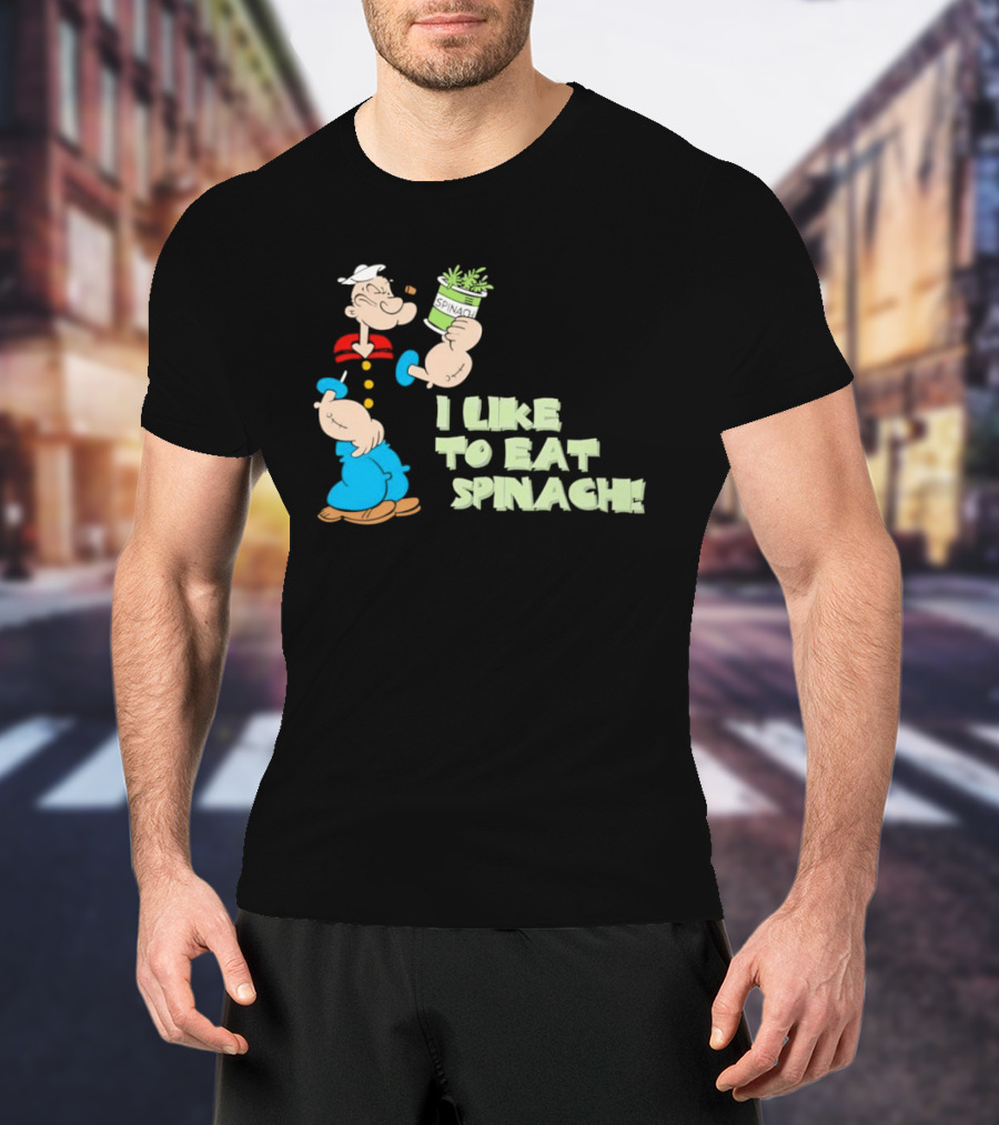 Popeye I Like To Eat Spinach Cartoon Character Eating Vegetables T-Shirt