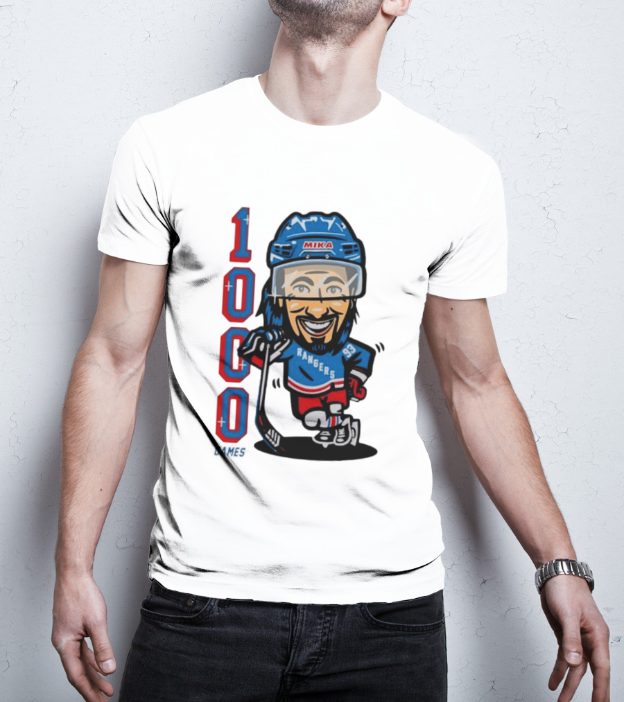 Mika Rangers 93 Hockey Player 1000 Games Celebration T-Shirt