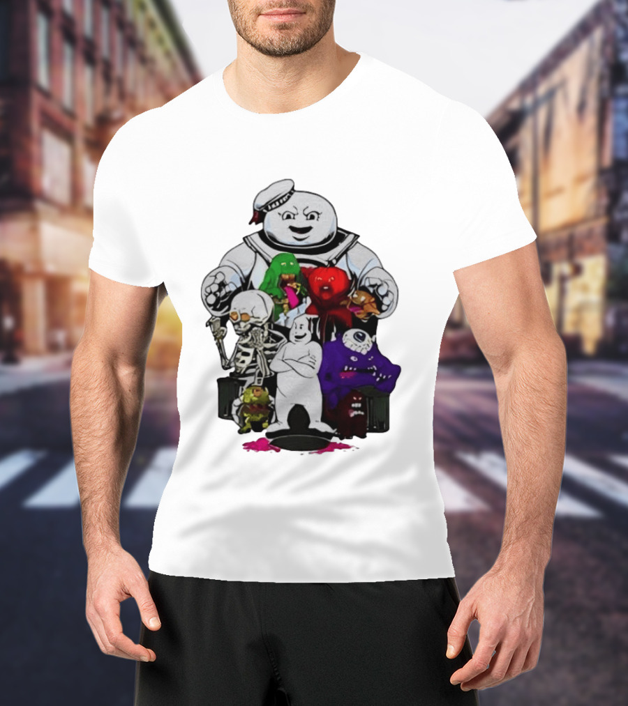 Stay Puft Marshmallow Man Ghostbusters Monster Group Characters T-Shirt