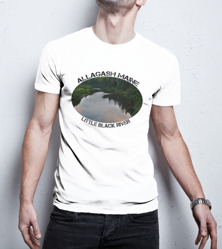 Allagash Maine Little Black River Scenic Photography Oval Frame Landscape T-Shirt
