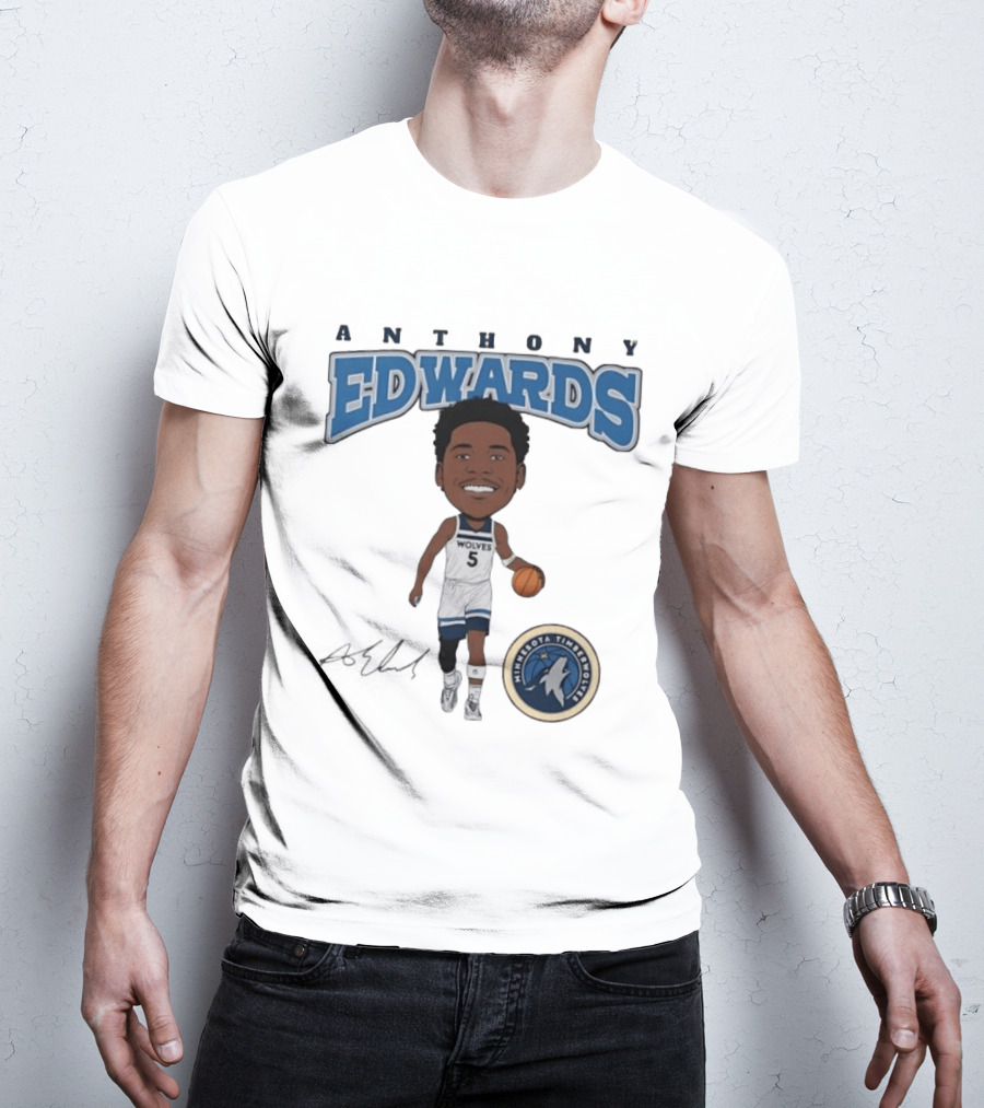 Anthony Edwards Wolves 5 Minnesota Timberwolves Basketball Player T-Shirt