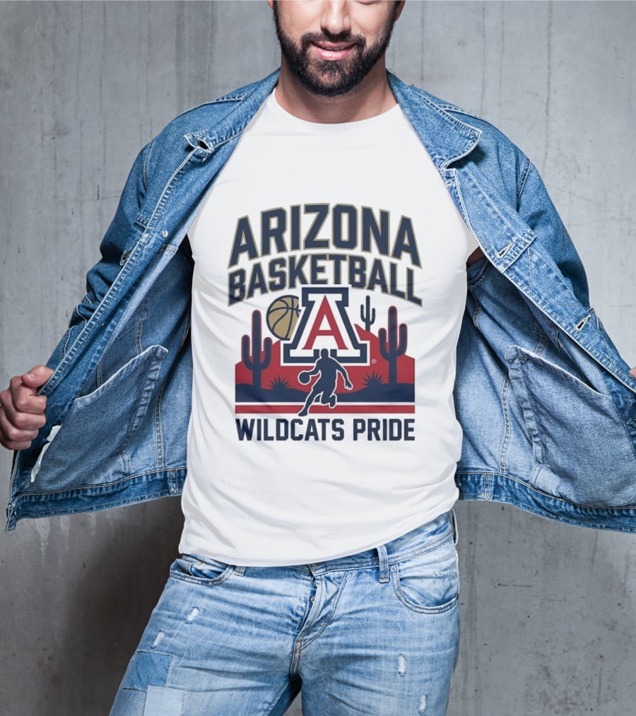 Arizona Wildcats Basketball Pride Cactus And Player T-Shirt