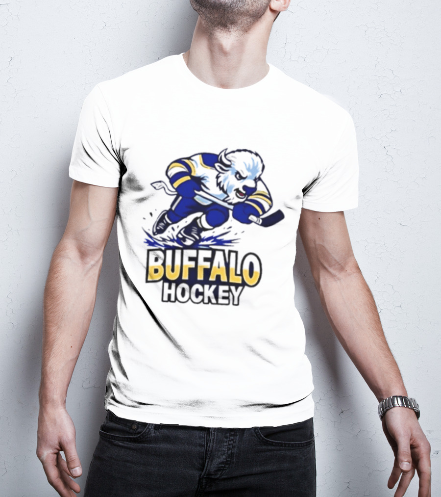 Buffalo Hockey Charging Bison Dynamic Action Sports Team Gear T-Shirt