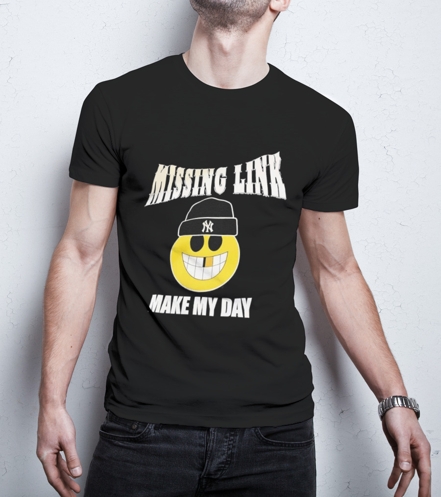 New York Yankees Missing Link Make My Day Smiley Face T-Shirt