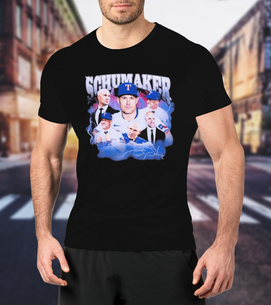 Rangers Schumaker Montage Baseball T-Shirt