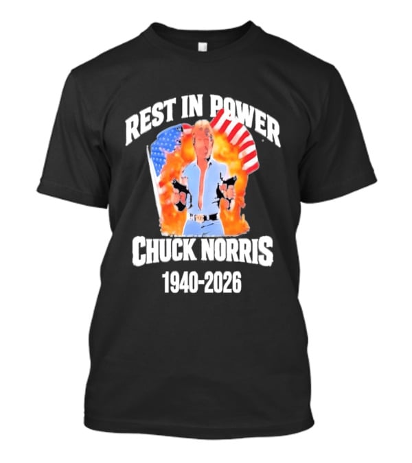 Rest In Power Chuck Norris 1940 2026 American Flag T-Shirt