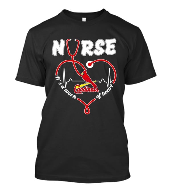 St. Louis Cardinals Nurse Heart Stethoscope Baseball Fan T-Shirt