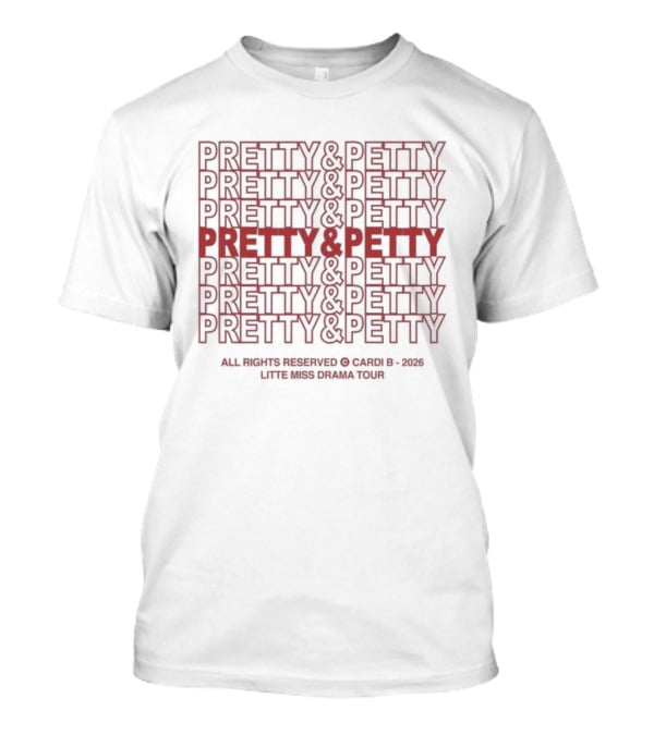PRETTY & PETTY 2026 Repeat Pattern Textual T-Shirt