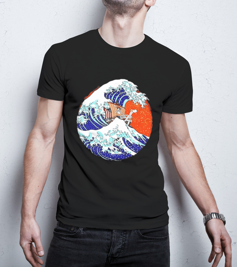 The Great Pirate Of Kanagawa Going Merry On A Great Wave Japanese Art Fusion T-Shirt