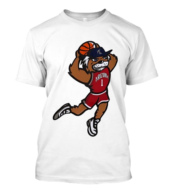 Arizona Wildcats Basketball Mascot Slam Dunk Action T-Shirt