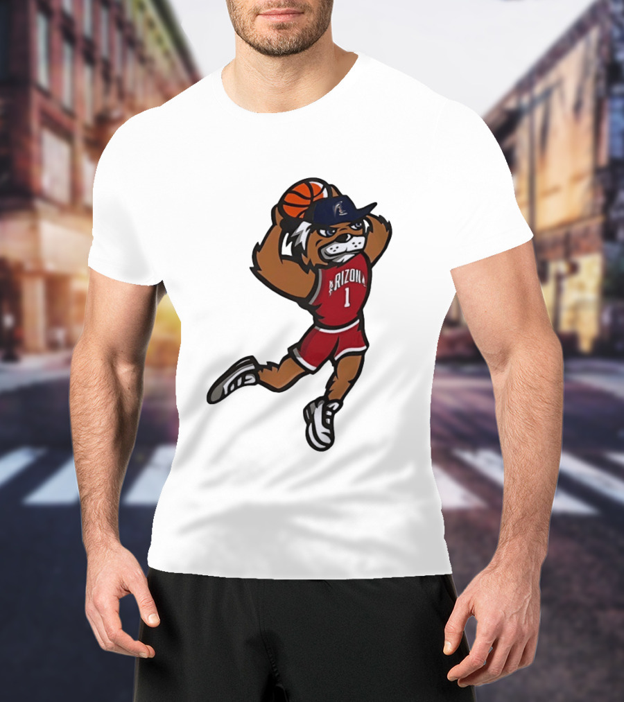 Arizona Wildcats Basketball Mascot Slam Dunk Action T-Shirt