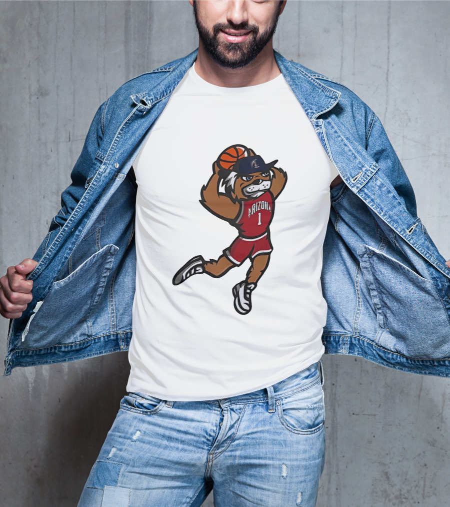 Arizona Wildcats Basketball Mascot Slam Dunk Action T-Shirt