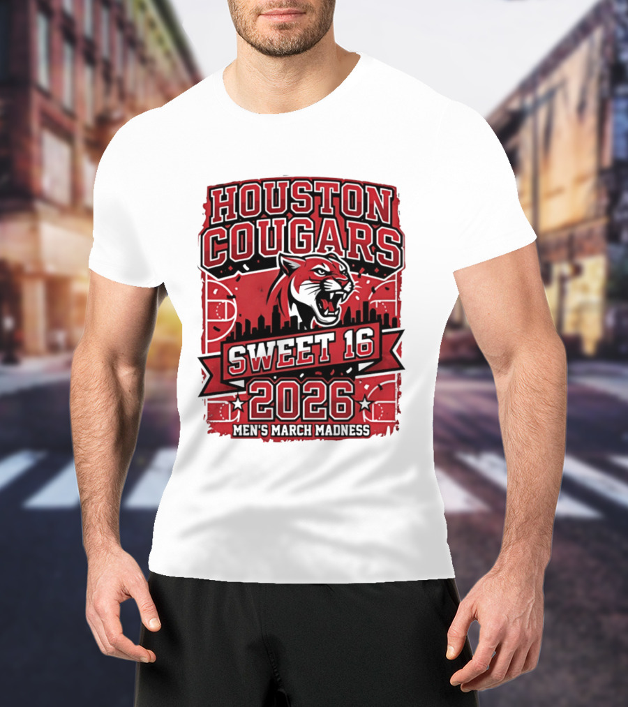 Houston Cougars 2026 NCAA Sweet 16 March Madness City Skyline T-Shirt