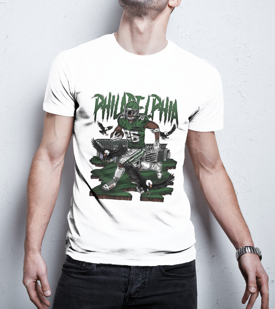 Philadelphia Eagles Running Back With Eagles T-Shirt