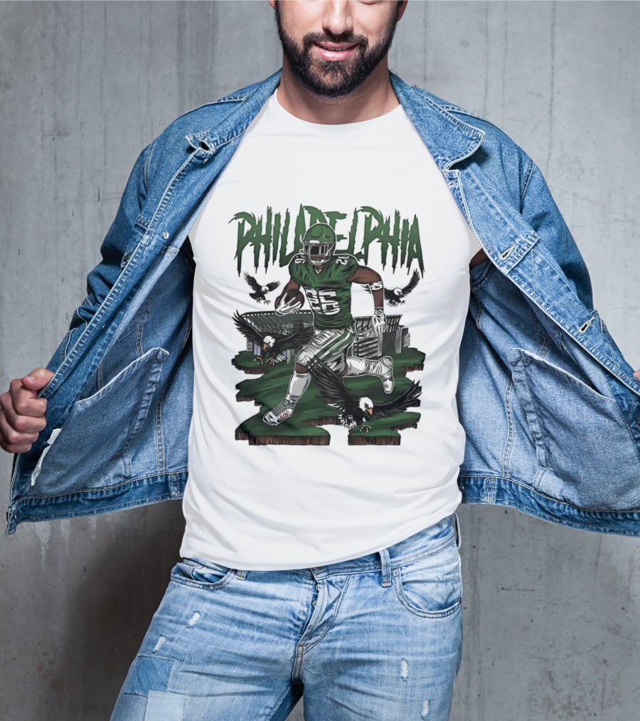 Philadelphia Eagles Running Back With Eagles T-Shirt