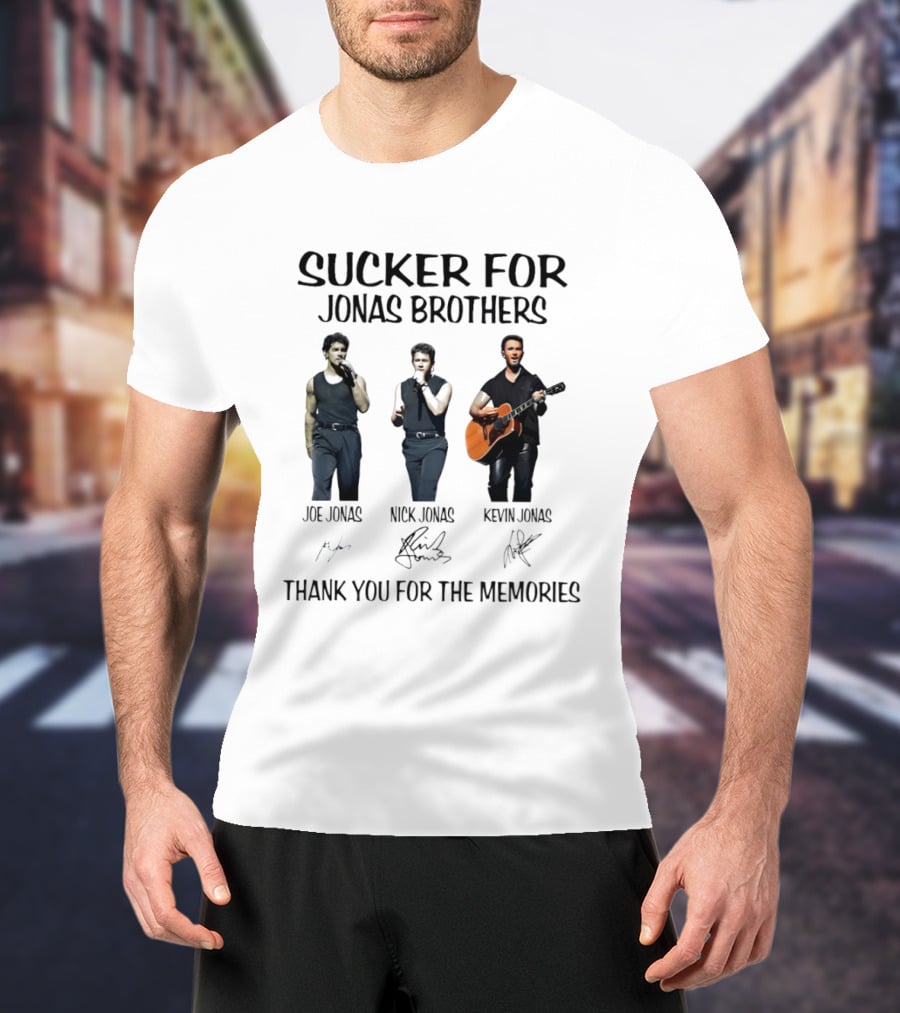 Joe Jonas Nick Jonas Kevin Jonas Sucker For Jonas Brothers Thank You For The Memories T-Shirt