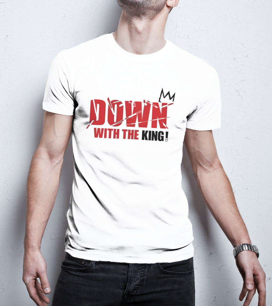 Down With The King Bold Red Text And Stylized Crown T-Shirt