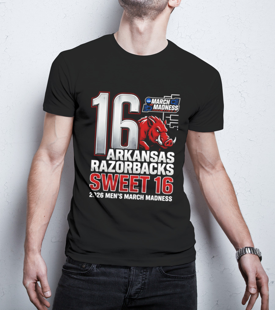 Arkansas Razorbacks Sweet 16 2026 Men's March Madness Tournament T-Shirt