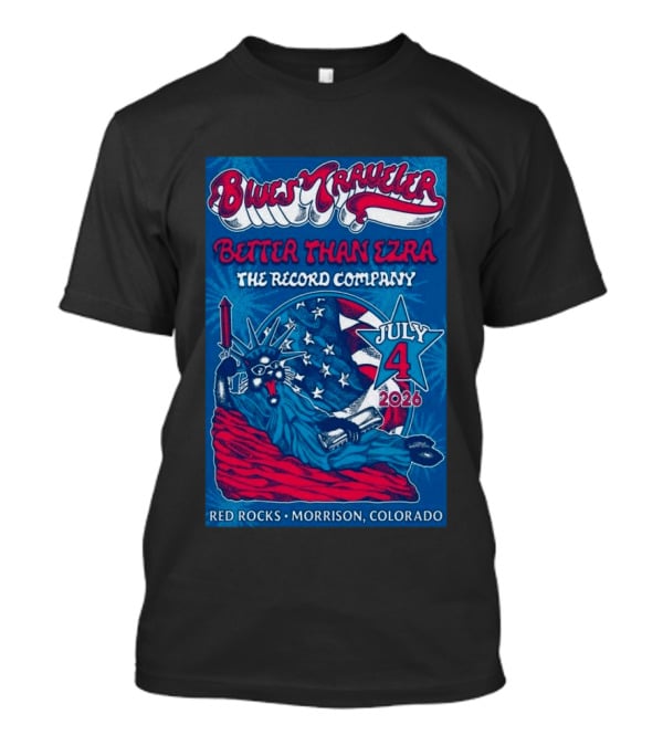 Blues Traveler Better Than Ezra The Record Company July 4 2026 Red Rocks Morrison Colorado T-Shirt