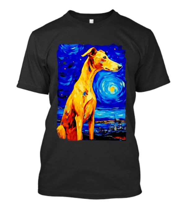 Greyhound Dog In The Starry Night By Vincent Van Gogh T-Shirt