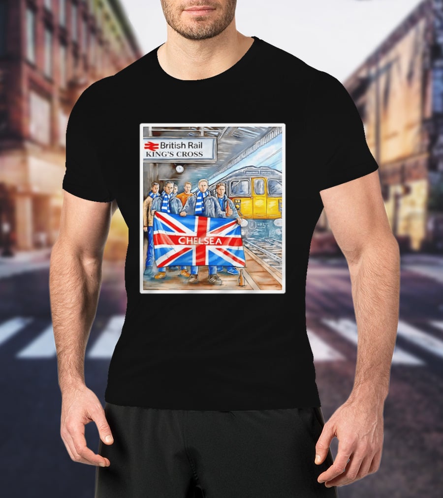 British Rail King's Cross Chelsea Flag Football Fans T-Shirt