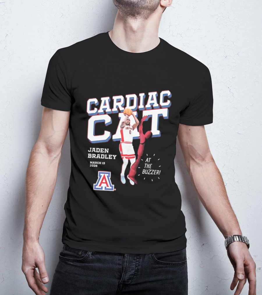 Jaden Bradley Cardiac Cat Arizona Wildcats At The Buzzer T-Shirt