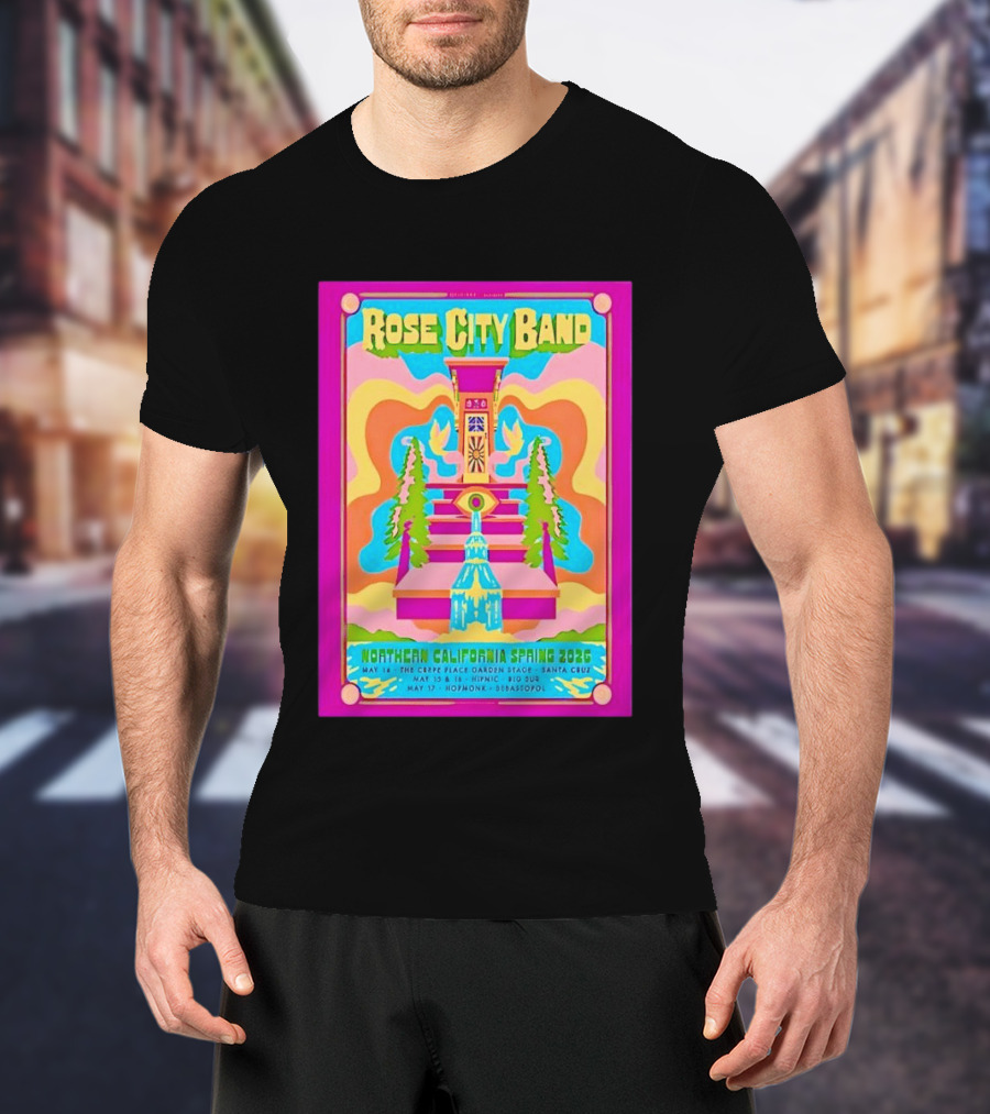 Rose City Band Northern California Spring 2026 Santa Cruz Hopmonk May 14 16 17 Forest Stream Psychedelic T-Shirt