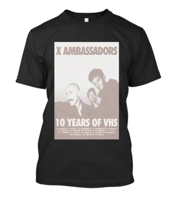 X Ambassadors 10 Years Of VHS Tour 2025 US Cities T-Shirt