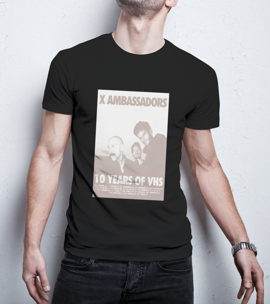 X Ambassadors 10 Years Of VHS Tour 2025 US Cities T-Shirt