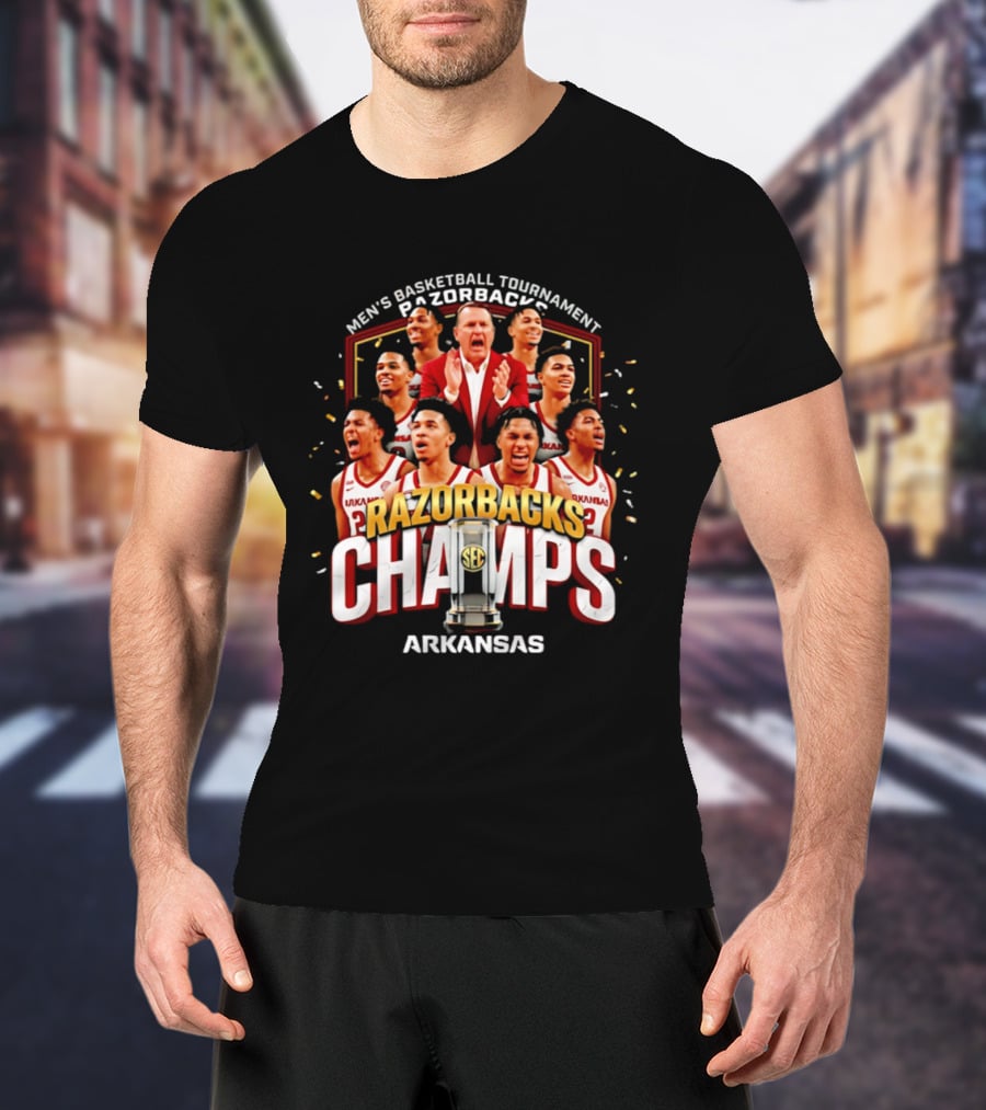 Arkansas Razorbacks Men's Basketball Tournament Champs Razorbacks Champs 2026 T-Shirt
