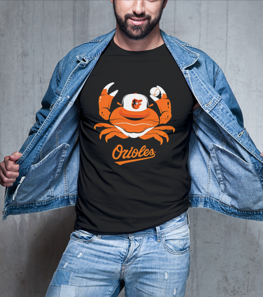 Baltimore Orioles Crab Mascot With Baseball Cap T-Shirt