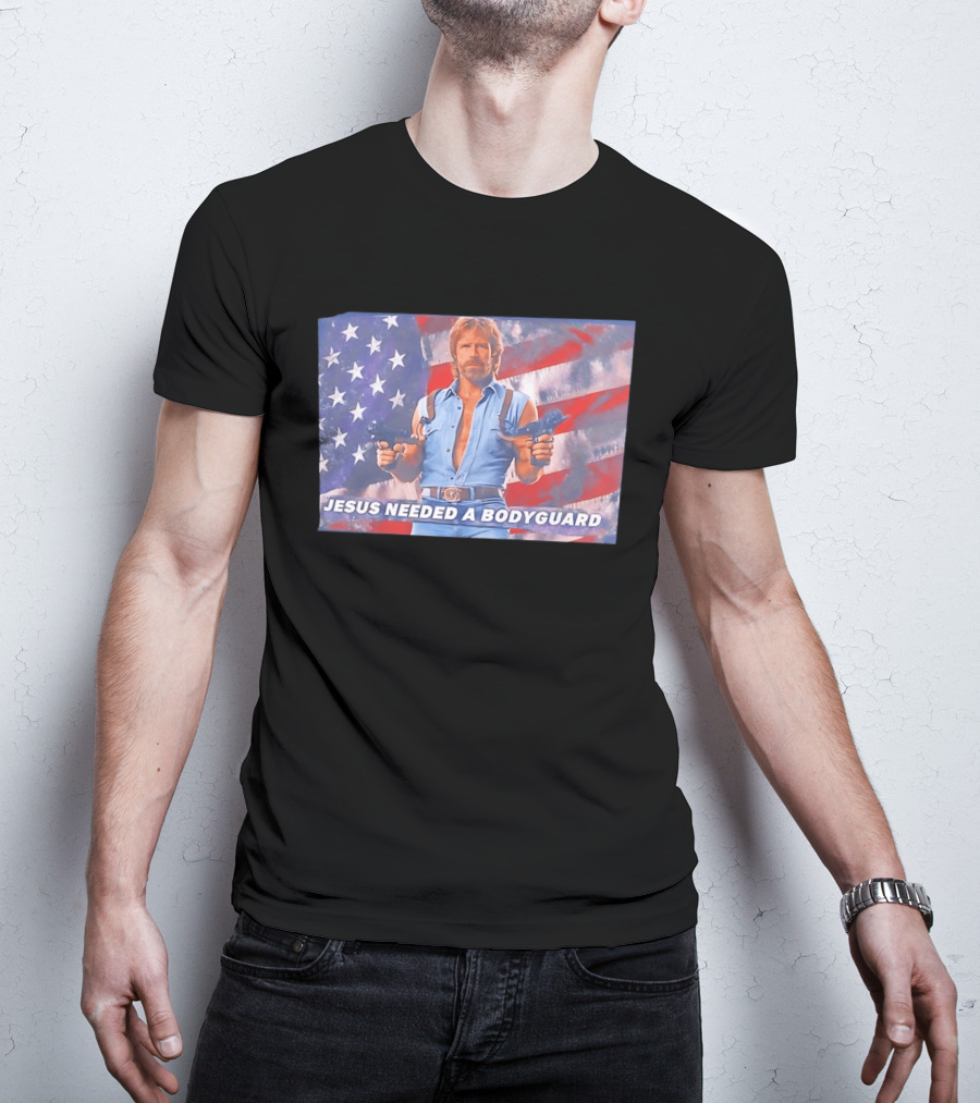 Jesus Needed A Bodyguard Chuck Norris USA Flag T-Shirt