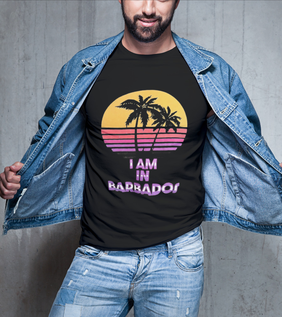 I Am In Barbados Tropical Sunset And Palm Trees T-Shirt