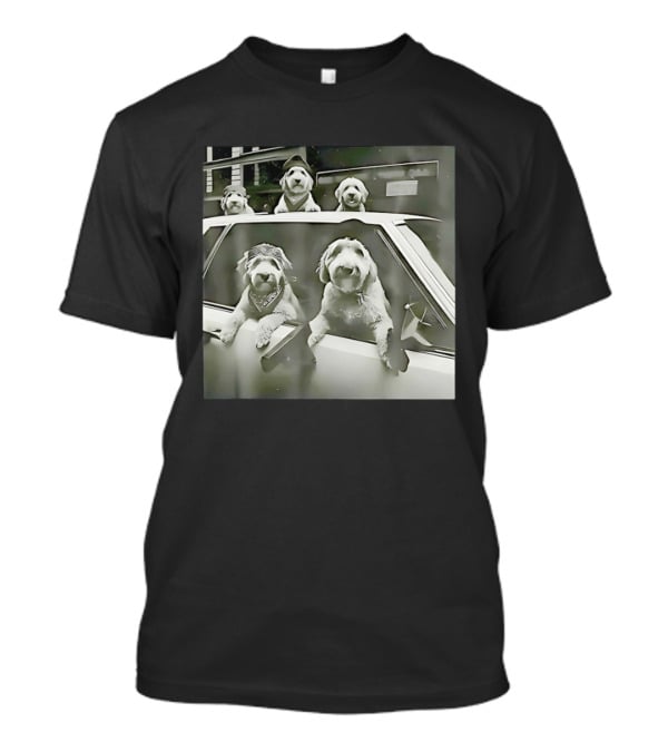 Spinone Italiano Dog Gang Holding Pistol Driving Car Eendoodle Layered T-Shirt