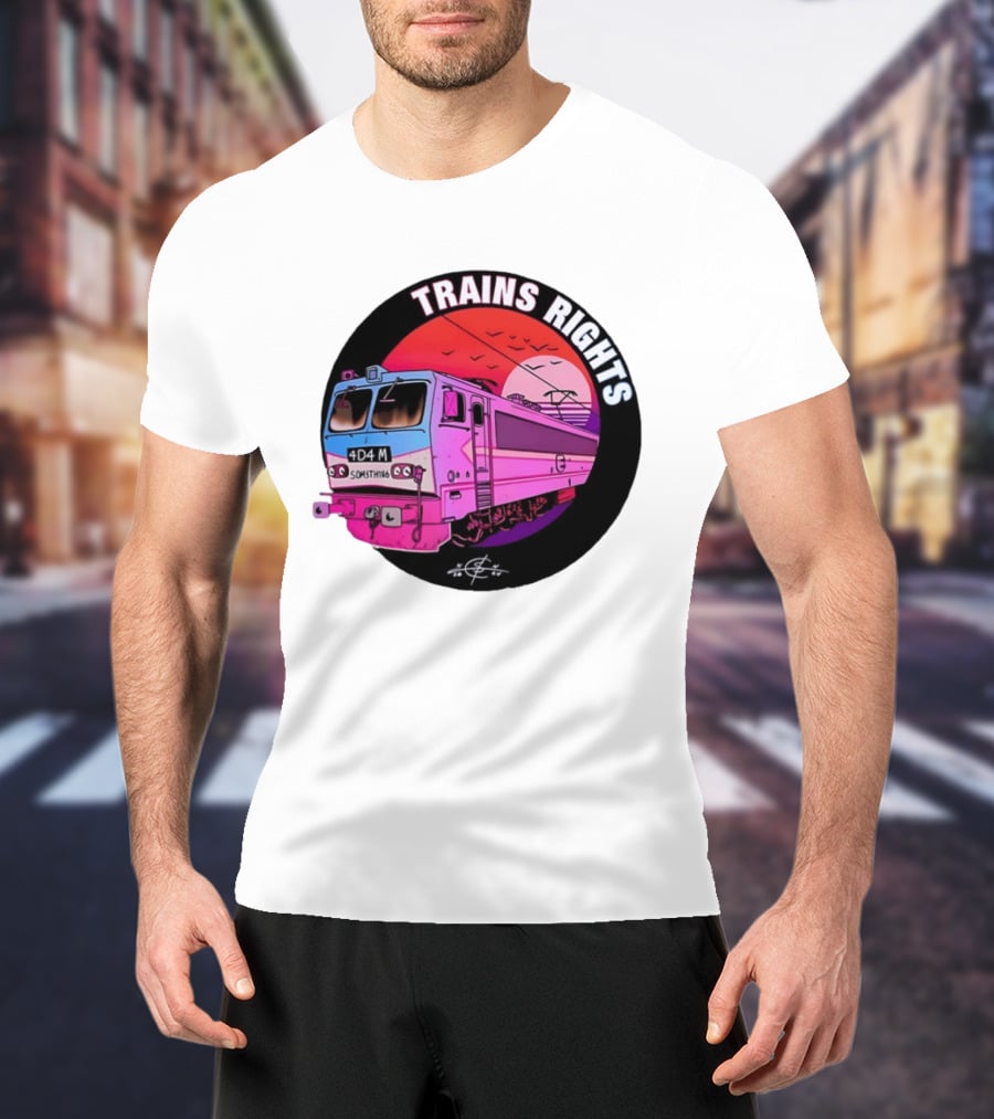4D4M Something Trains Rights Sunset Train T-Shirt