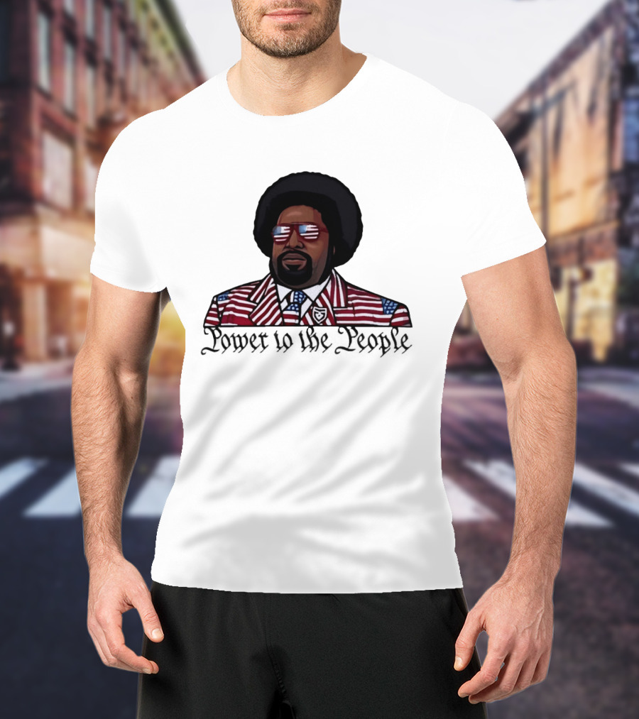 Afro Man American Flag Suit Power To The People T-Shirt