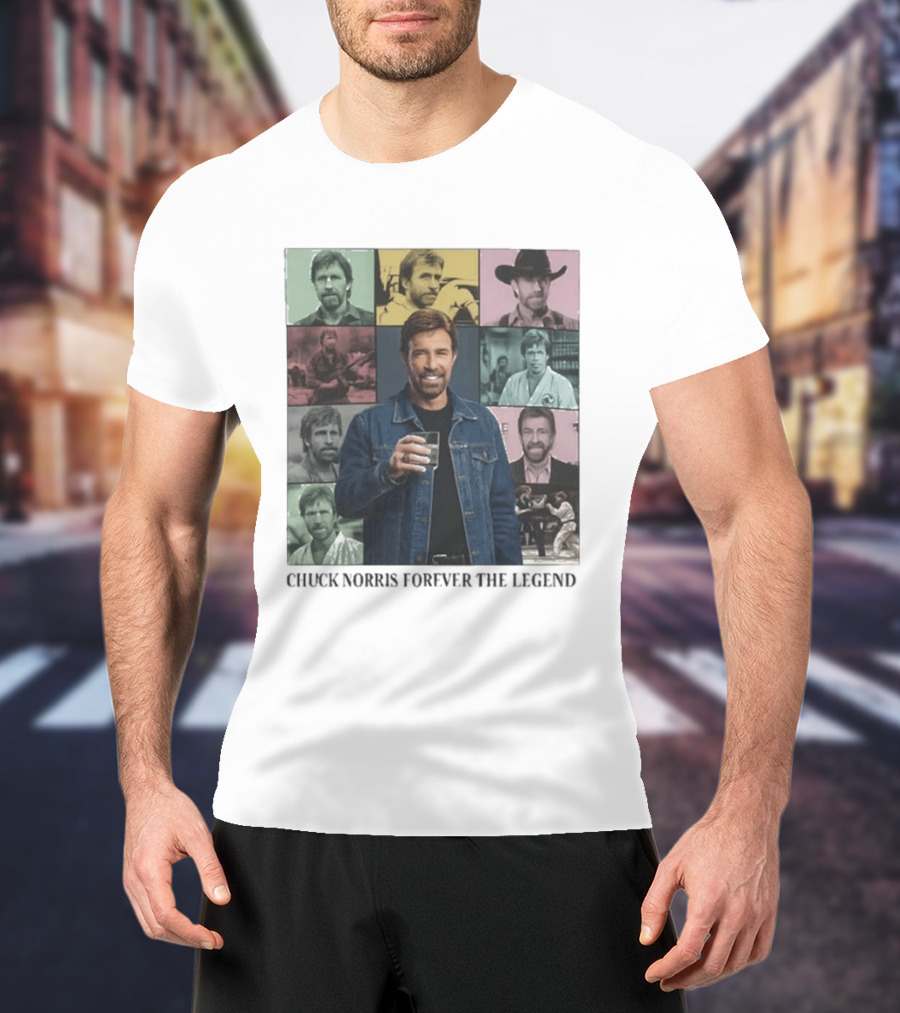 Chuck Norris Forever The Legend Iconic Moments Collage T-Shirt