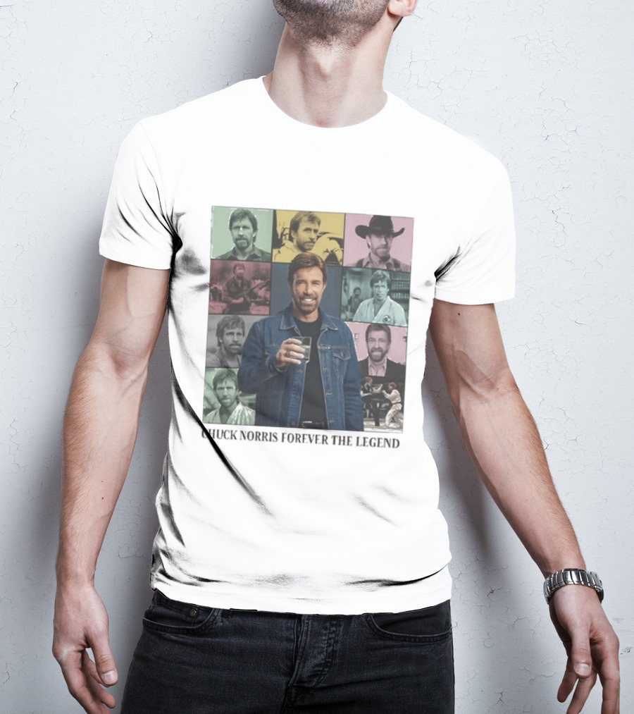Chuck Norris Forever The Legend Iconic Moments Collage T-Shirt